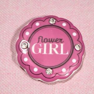 His & Hers Purple/Pink Flower Girl Ceramic Pin NWT